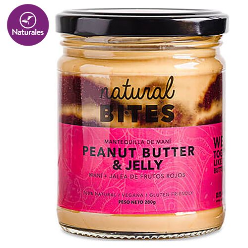 Mantequilla Natural Bites de maní con mermelada y frutos rojos - 280 g