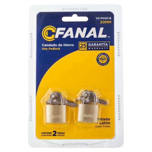 2 Pack Candado Fanal de Hierro 20Mm - 2 unidades