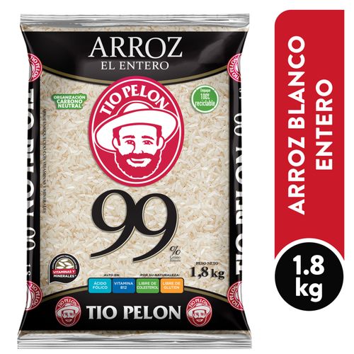 Arroz Tío Pelón 99% de grano entero enriquecido - 1.8 kg