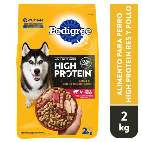 Alimento Seco Pedigree Para Perros High Protein Adultos Res y Pollo - 2 Kg
