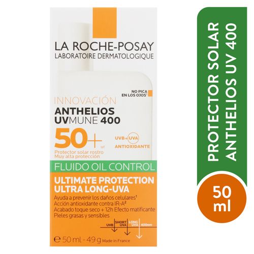 Protector Solar Facial Anthelios La Roche Posay Oil Control Fluido UVMune 400 SPF 50+ - 50 ml