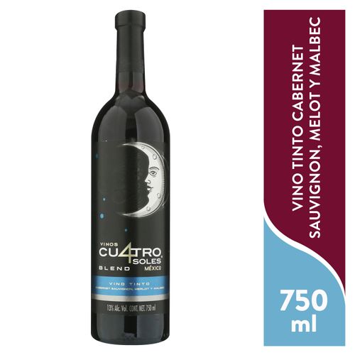 Vino tinto Cuatro Soles blend cabernet sauvignon merlot y malbec - 750 ml