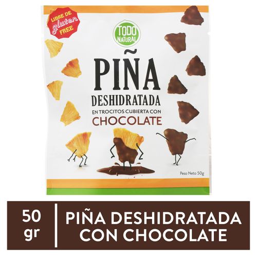 Piña deshidratada Todo Natural cubierta de chocolate - 50 g