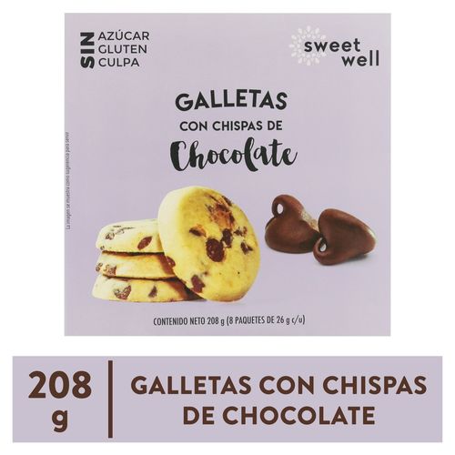 Galletas con chispas de chocolate Sweetwell sin azúcar ni gluten 8 pack - 208 g