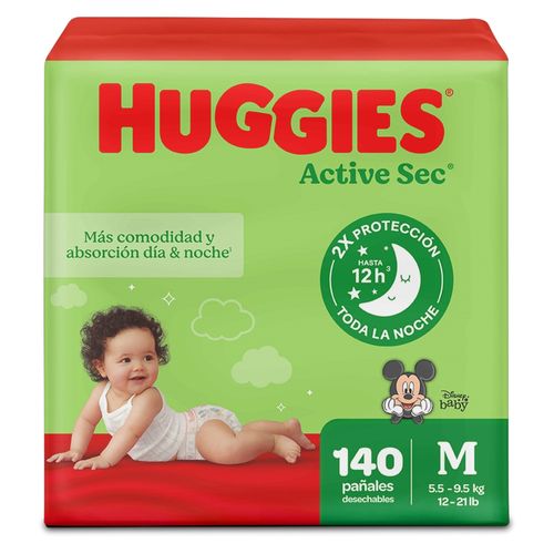 Pañales Huggies Active Sec Etapa 2/M -140 uds