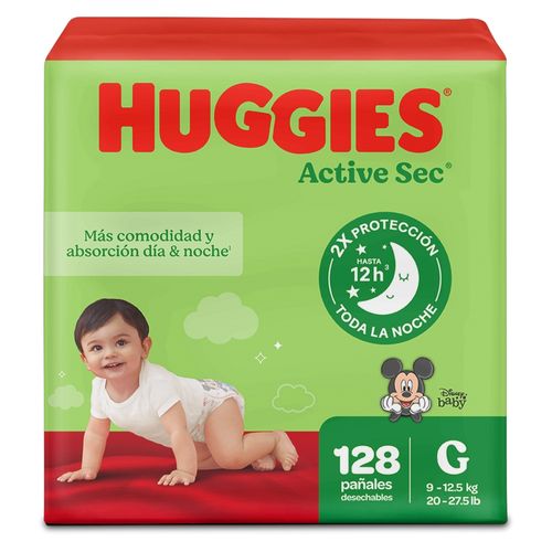 Pañales Huggies Active Sec Etapa 3/G -128 uds