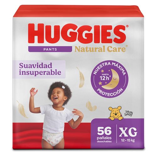 Pañales Huggies Natural Care Pants Etapa 4/XG Hipoalergénico, 12-15kg -56 unidades