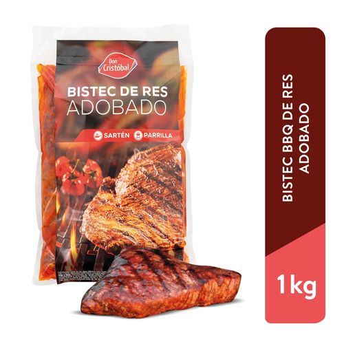 Bistec De Res Especial Adobado BBQ Don Cristobal, Empacado, Precio indicado por Kilo