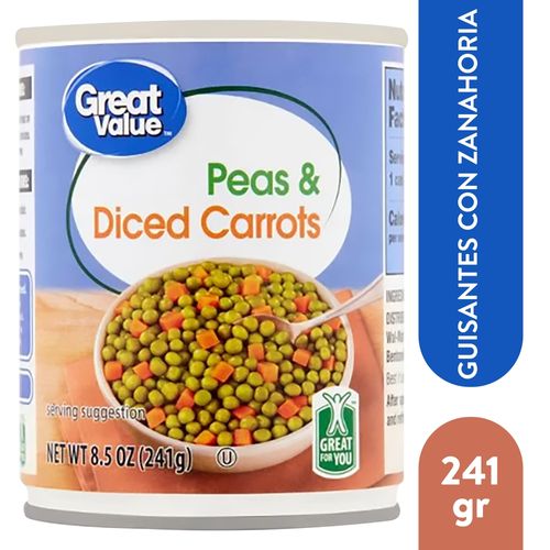 Vegetales Great Value Guisantes Y Zanahorias - 241 g