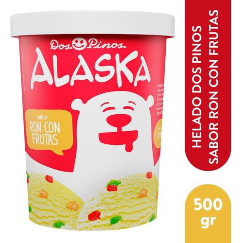 Helado Dos Pinos Alaska Sabor Ron Con Frutas - 500 g