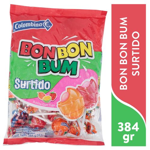 Paleta bonbon bum Colombina surtida rellena de chicle - 384 g