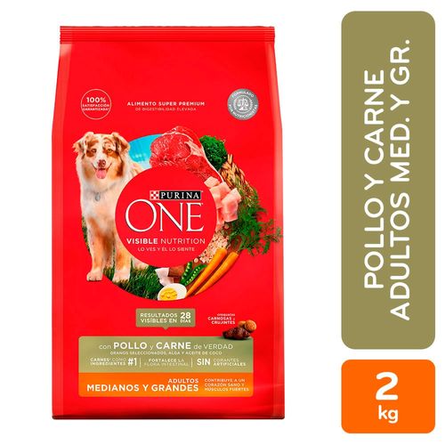 Alimento para perro Purina One adultos medianos y grandes Pollo y Carne 2 kg
