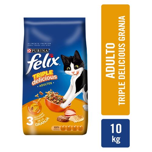 Alimento Félix para gatos adultos triple delicious de la granja - 10 kg