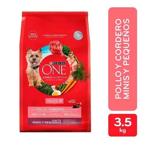 Alimento para perro Purina One adultos minis y pequeños Pollo y Cordero 3.5 kg