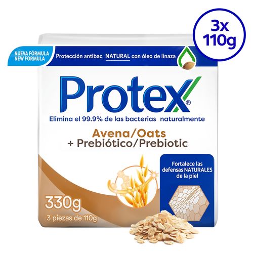 Jabón de Tocador Protex Antibacterial avena, 3 Pack -110 g