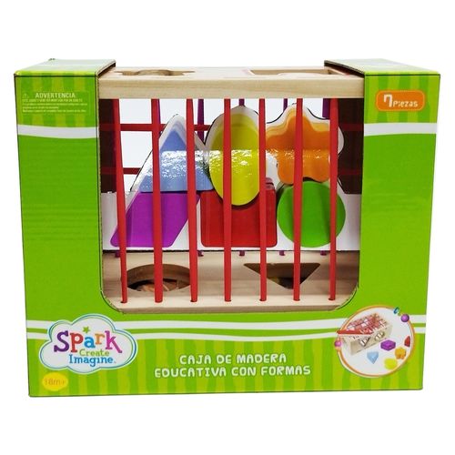 Caja de madera Spark Create Imagine educativa con formas