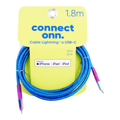 Cable Onn 6 USB C To Lightning neón blue