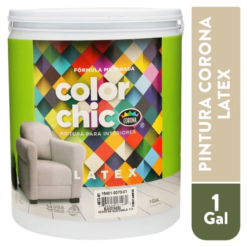 Pintura para interiores Corona  color chic  color blanco hueso  -3.78 L