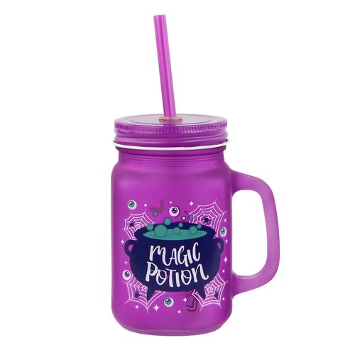 Jarra vidrio Way to Celebrate con tapa y pajilla