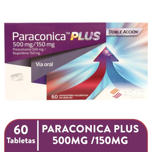 Paraconica plus 650 mg caja 60 tabletas - Precio indicado por tableta