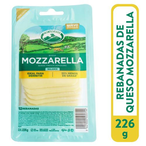 Queso Monteverde mozarella rebanado - 226 g