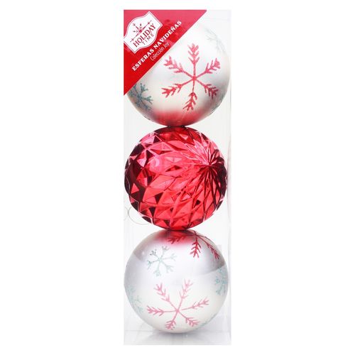 Esfera Decorada 100mm 3 Unid Cjoy B