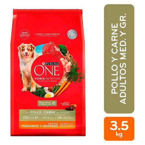 Alimento para perro Purina One adultos medianos y grandes Pollo y Carne 3.5 kg