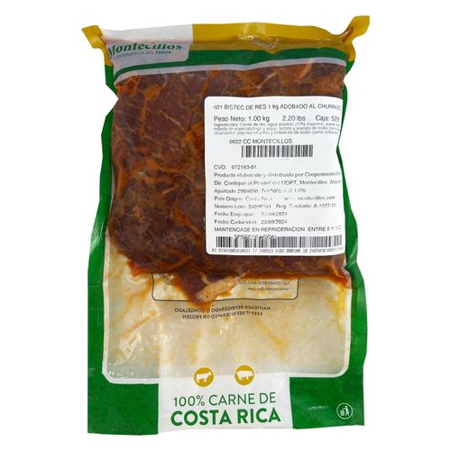 Bistec Montecillos de res adobado al churrasco - 1 kg