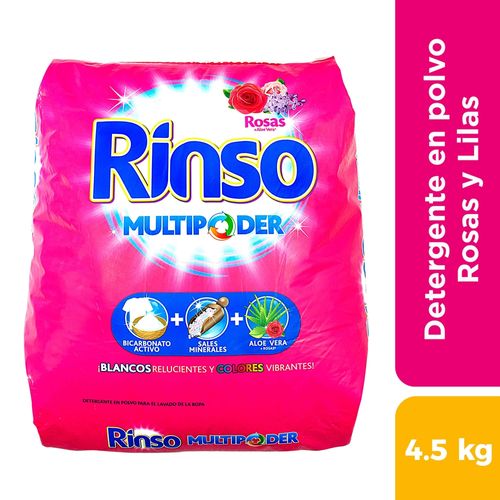 Detergente en polvo Rinso multipoder rosas y lilas - 4.5 kg