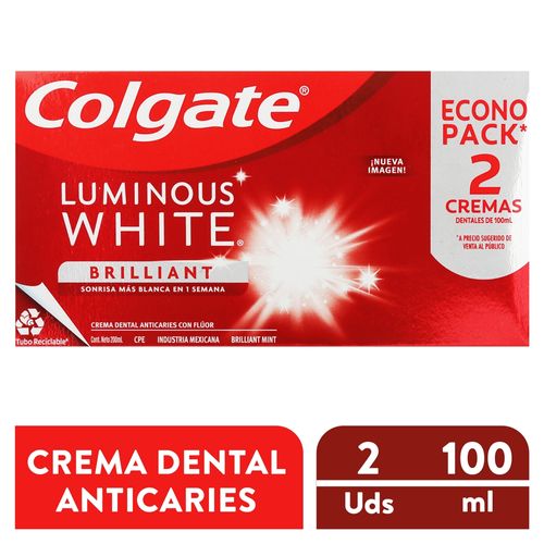 Crema Dental Colgate Luminous White 2 Pack - 200 ml