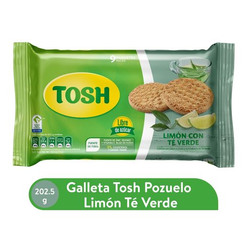 Galleta Tosh Pozuelo Limón Con Te Verde - 202.5 g