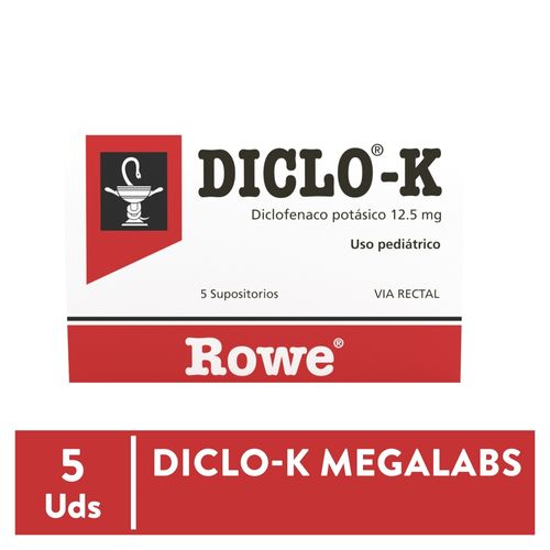 Diclo K 12,5 mg caja 5 supositorios - Precio indicado por supositorio