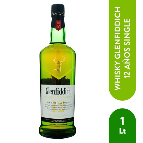 Whisky Glenfiddich 12 años single malt - 1000 ml