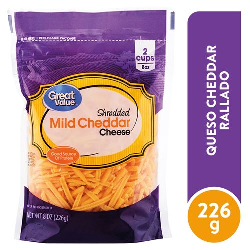 Queso cheddar Great Value rallado - 226 g