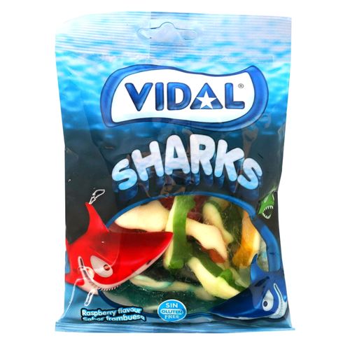Gomitas Vidal sharks samor frambuesa y libres de gluten - 100 g