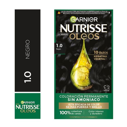 Tinte para el cabello Garnier Nutrisse Óleos Tono 1.0 Negro Sin Amoníaco