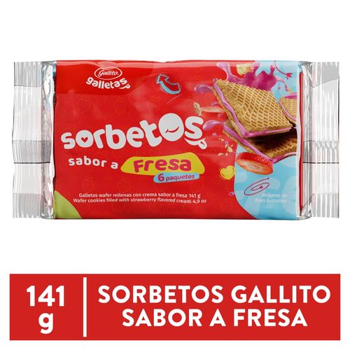 Sorbetos Gallito fresa 6 uds - 141 g