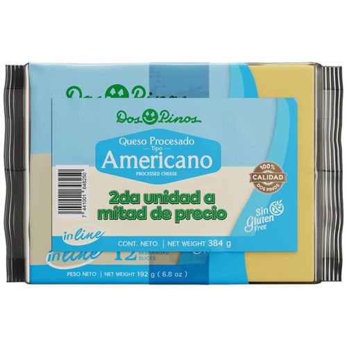 Queso Dos Pinos procesado in line 2 pack - 192 g