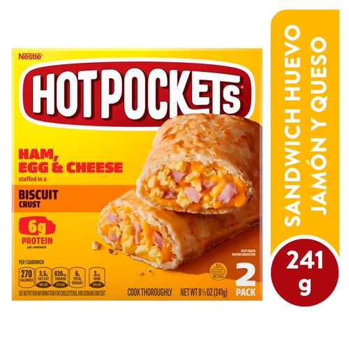 Sándwich Nestlé Hot Pockets de jamón, huevo y queso - 241 g