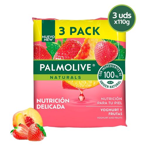 Jabón Corporal Palmolive, Naturals Yoghurt y Frutas, 3 Pack -300 g