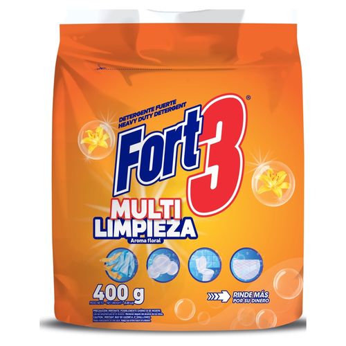Detergente en polvo Fort3 Multi Limpieza Floral - 400 g