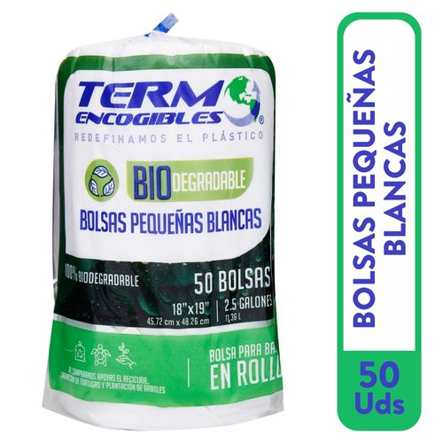 Bolsa Basura Termoencogibles Bio - Rollo Pequeña (18X19) Blanca- 50U