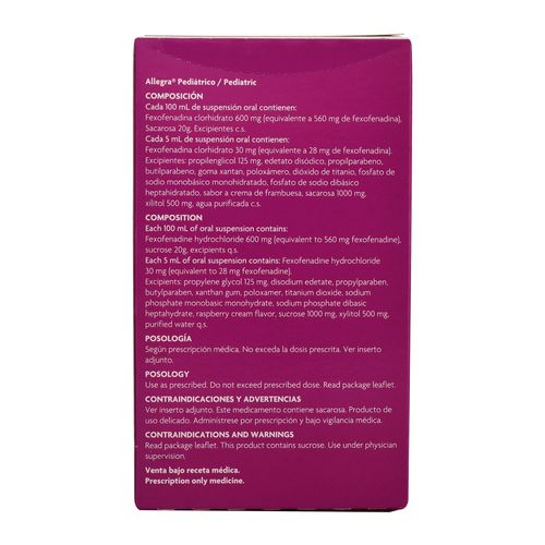 Allegra Pediatrico 30Mg5Ml 150Ml Susp X Caja
