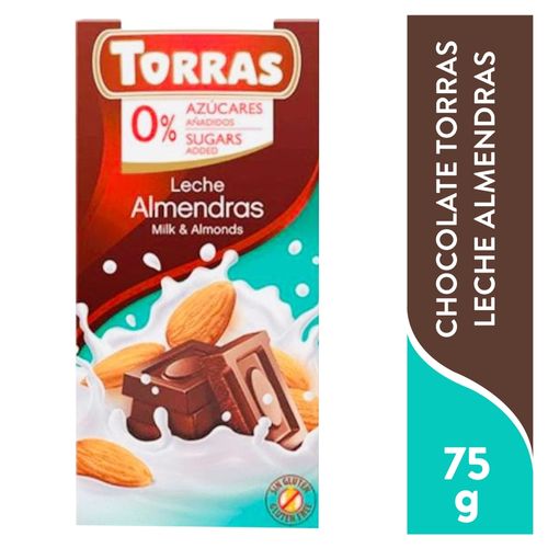 Chocolate Torras leche y almendras sin azucar-75 g