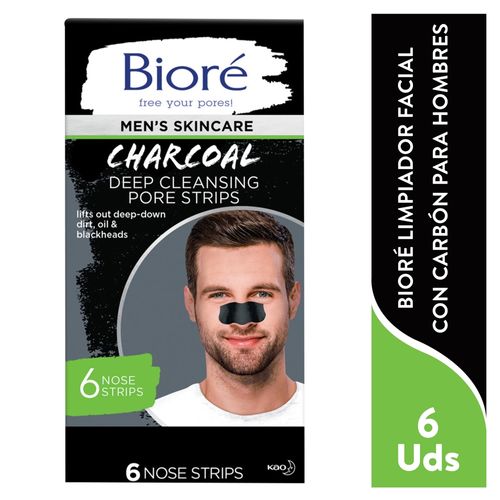 Banda Biore limpieza profunda carbon men - 6 Uds