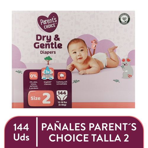 Pañales Parent's Choice Dry and Gentle Talla 2 - 144 Unidades