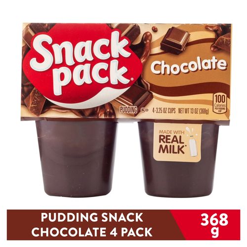 Pudding de chocolate Snack Pack sin preservantes 4 pack - 368 g