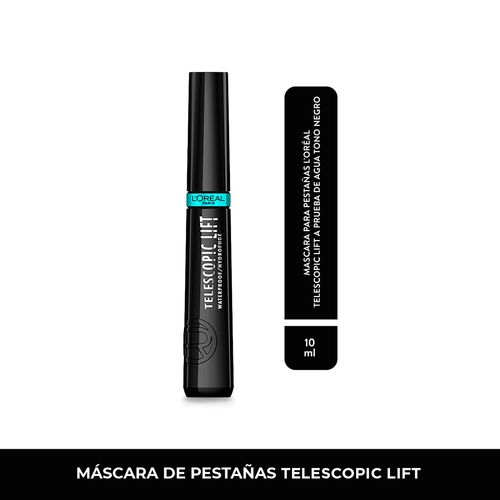 Mascara para pestañas L'Oréal telescopic lift a prueba de agua tono negro - 10 ml
