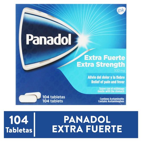 Panadol extra fuerte de 500 mg sobre con 2 tabletas - Precio indicado por sobre