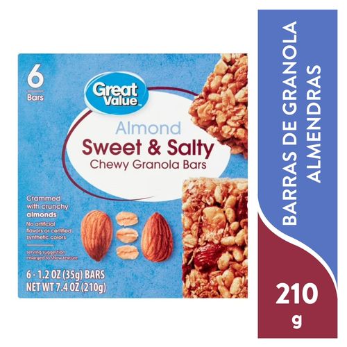 Barras De Granola Great Value Almendras 6 Pack - 210 g